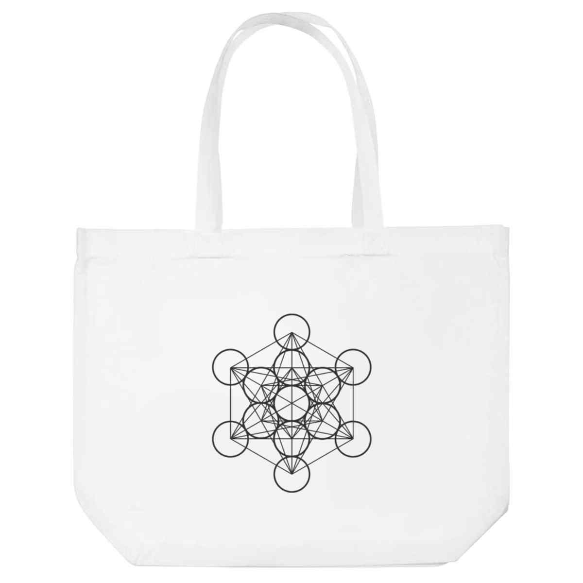 'Metatron Cube Geometry' Reusable Shopping Tote Bag - White - Reusable Shopper for Groceries, Books, Work, School and Travel (BG00092043)