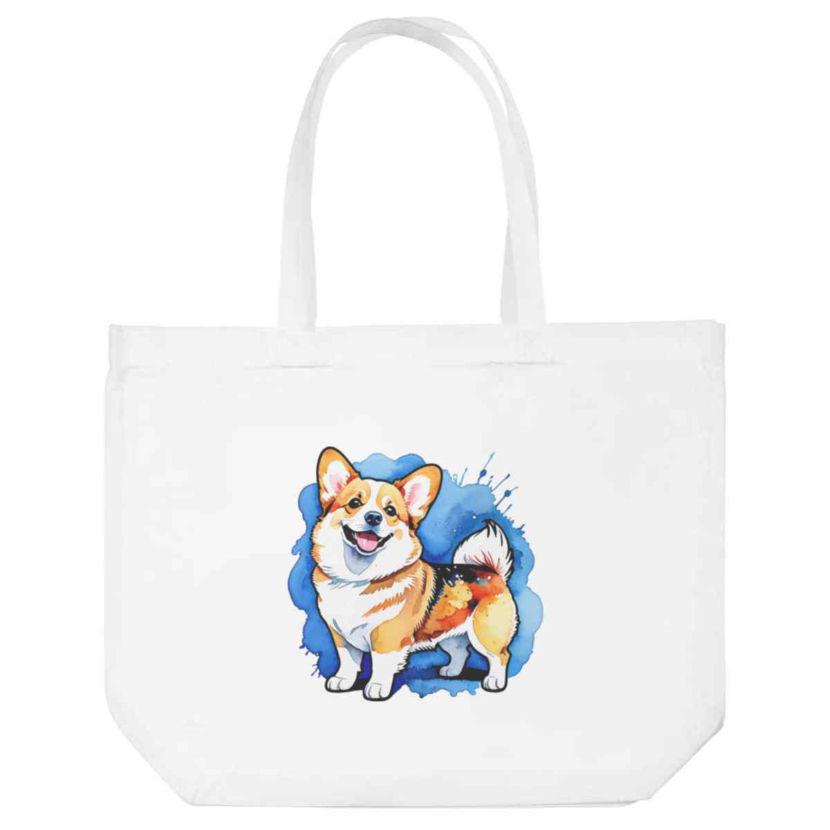 'Colourful Corgi' Reusable Shopping Tote Bag - White - Reusable Shopper for Groceries, Books, Work, School and Travel (BG00092329)