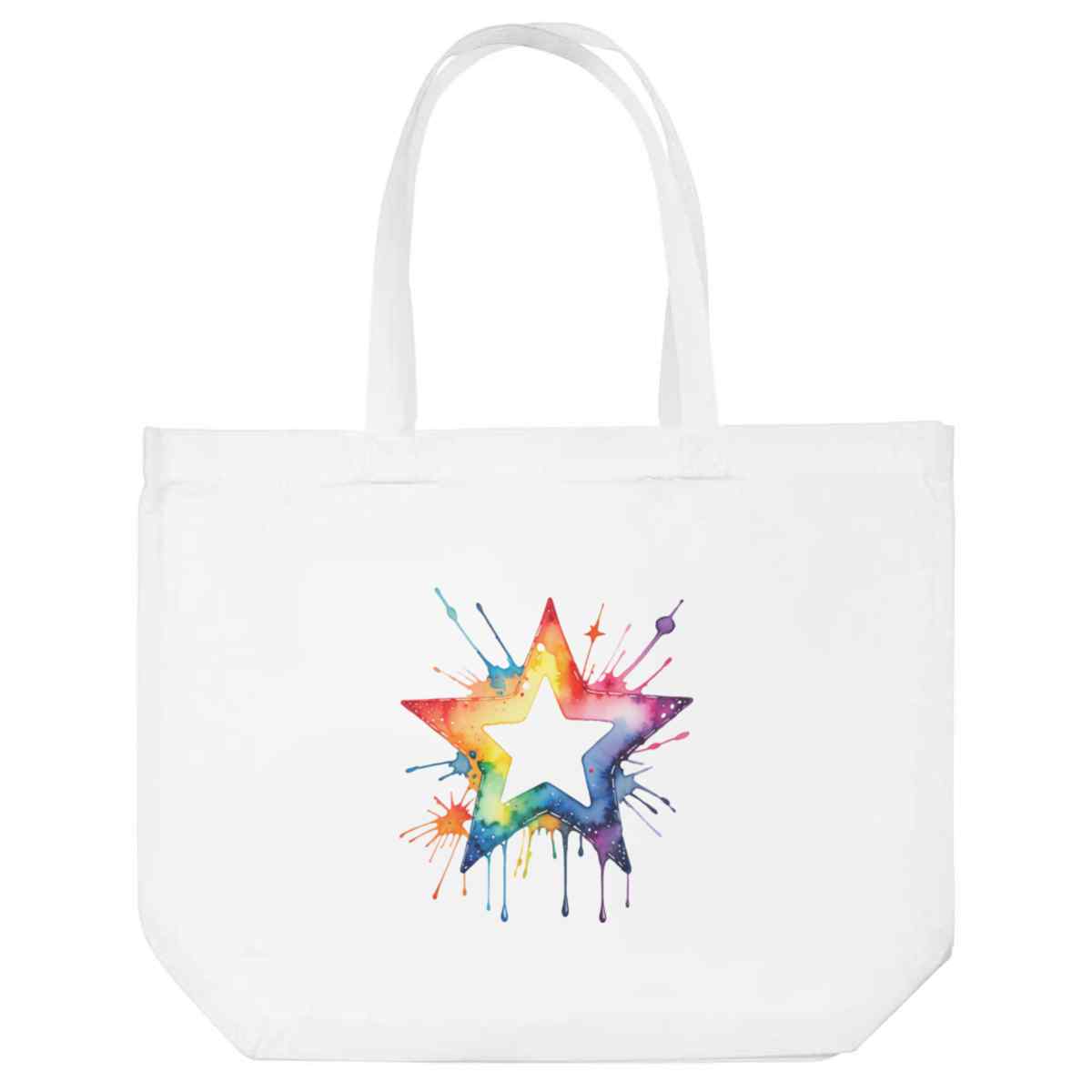 'Watercolour Style Star' Reusable Shopping Tote Bag - White - Reusable Shopper for Groceries, Books, Work, School and Travel (BG00092490)