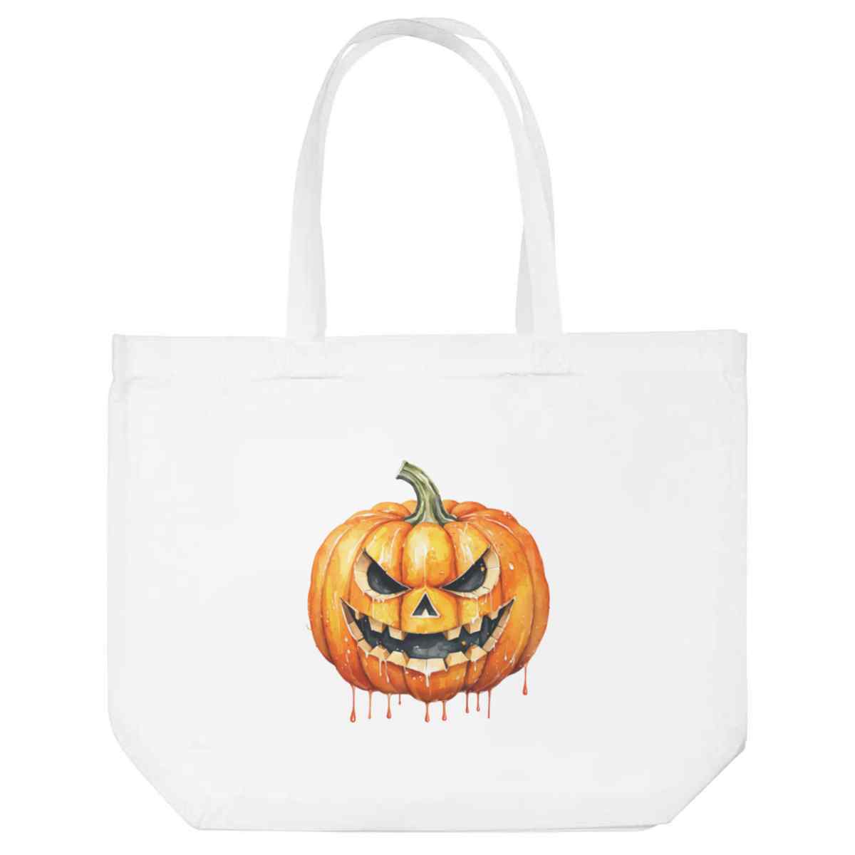 'Evil Pumpkin' Reusable Shopping Tote Bag - White - Reusable Shopper for Groceries, Books, Work, School and Travel (BG00092513)