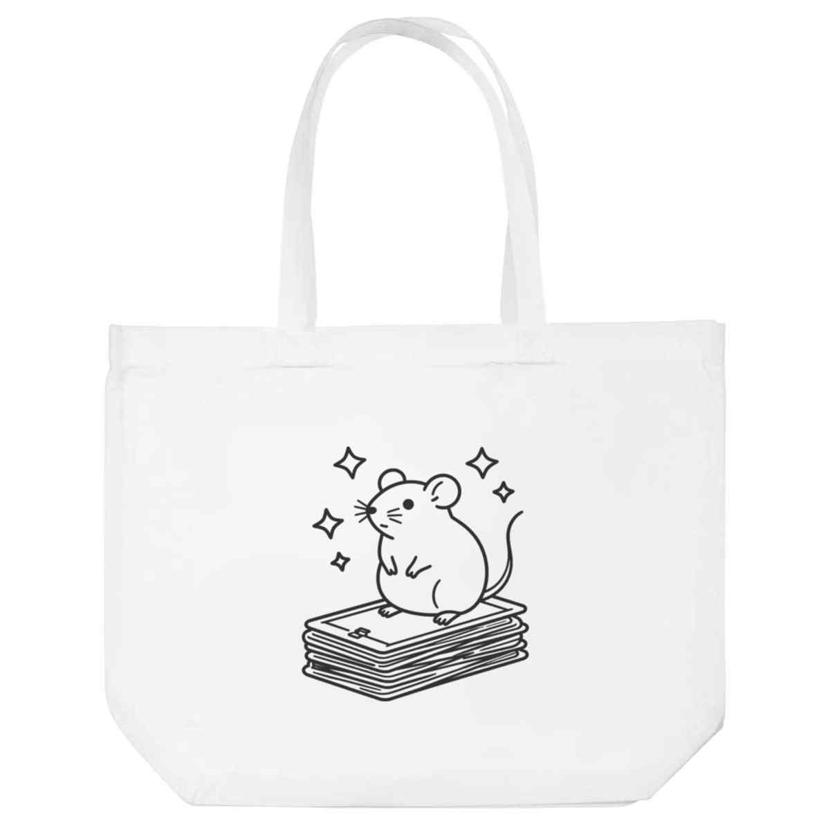 'Rat & Tarot Cards' Reusable Shopping Tote Bag - White - Reusable Shopper for Groceries, Books, Work, School and Travel (BG00092556)