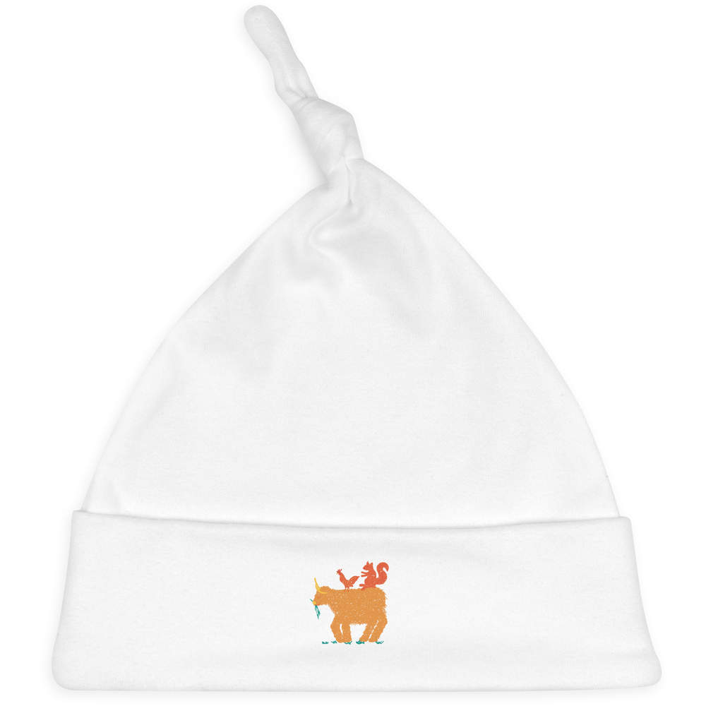 'Highland calf with squirrel and hen' Baby Beanie Hat (BH00022795)
