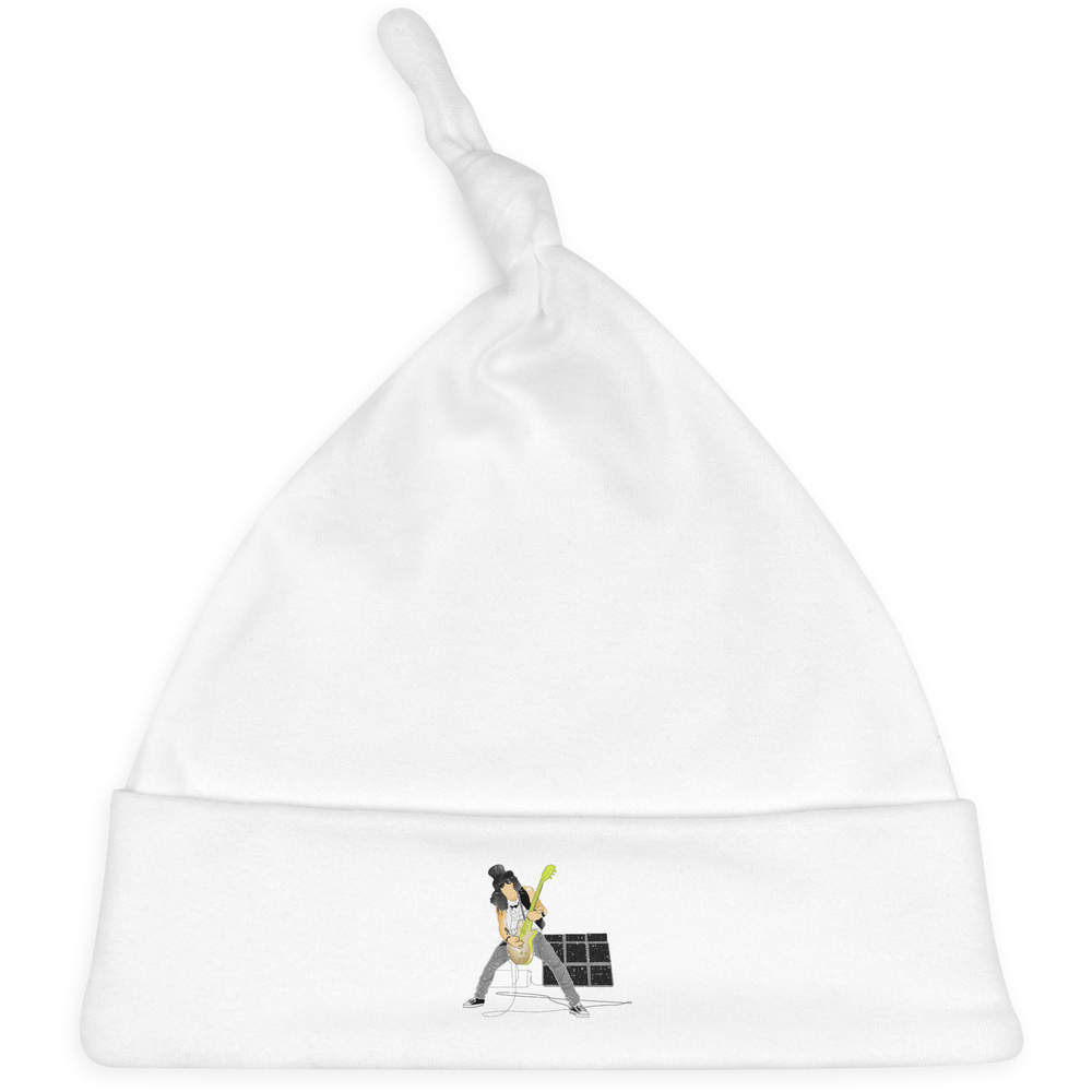 'iconic rock star' Knotted Baby Hat - White - Soft Beanie for Newborns, Infants, Nursery Wear and Baby Gifts (BH00023077)