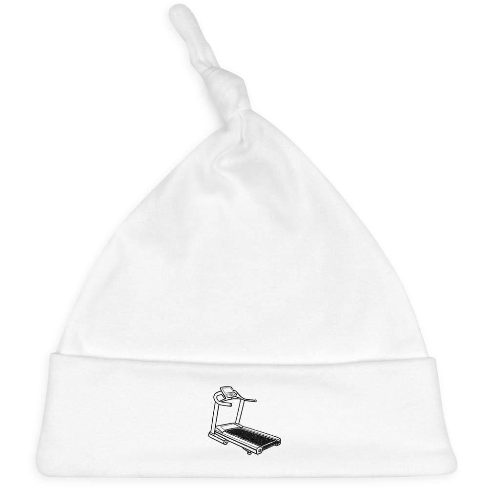 'Treadmill Exercise' Knotted Baby Hat - White - Soft Beanie for Newborns, Infants, Nursery Wear and Baby Gifts (BH00026592)