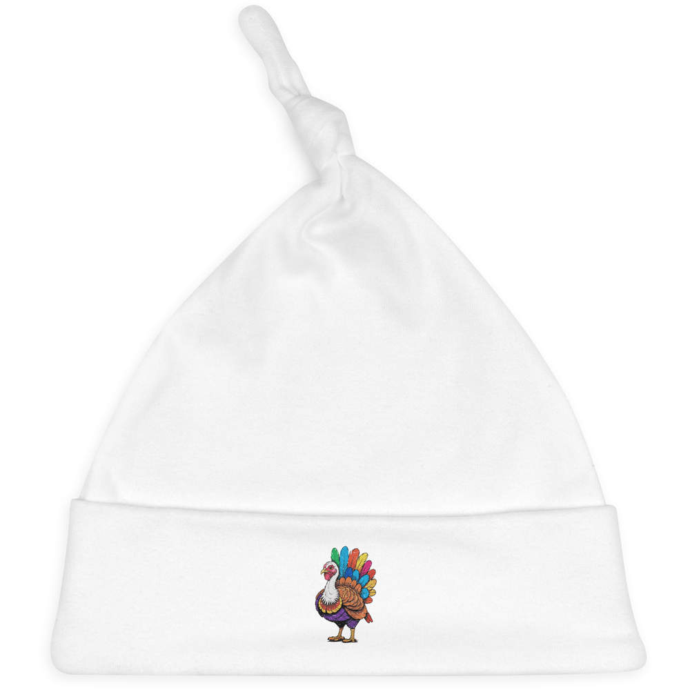 'Colourful Turkey With Feathers on Display' Baby Beanie Hat (BH00026809)