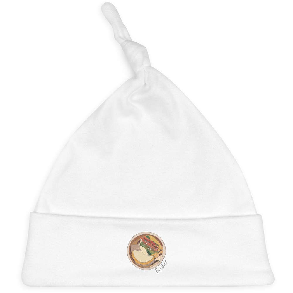 'Bao Buns ' Knotted Baby Hat - White - Soft Beanie for Newborns, Infants, Nursery Wear and Baby Gifts (BH00032483)