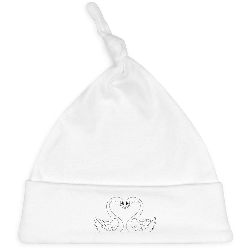 'Swans In Love' Knotted Baby Hat - White - Soft Beanie for Newborns, Infants, Nursery Wear and Baby Gifts (BH00033946)