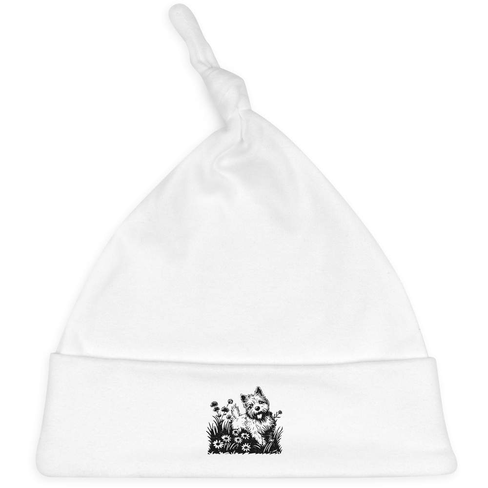 'Westie Dog with Flowers' Baby Beanie Hat (BH00034195)