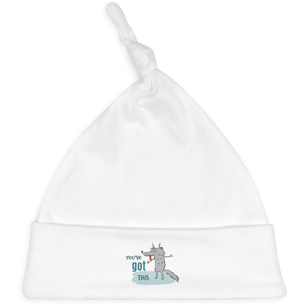 'You've Got This' Knotted Baby Hat - White - Soft Beanie for Newborns, Infants, Nursery Wear and Baby Gifts (BH00034379)