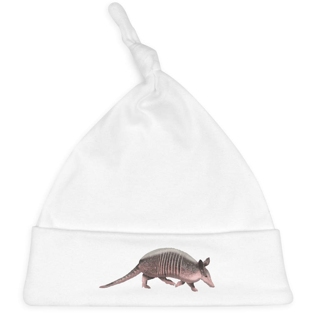 'Armadillo on the Move' Knotted Baby Hat - White - Soft Beanie for Newborns, Infants, Nursery Wear and Baby Gifts (BH00034497)