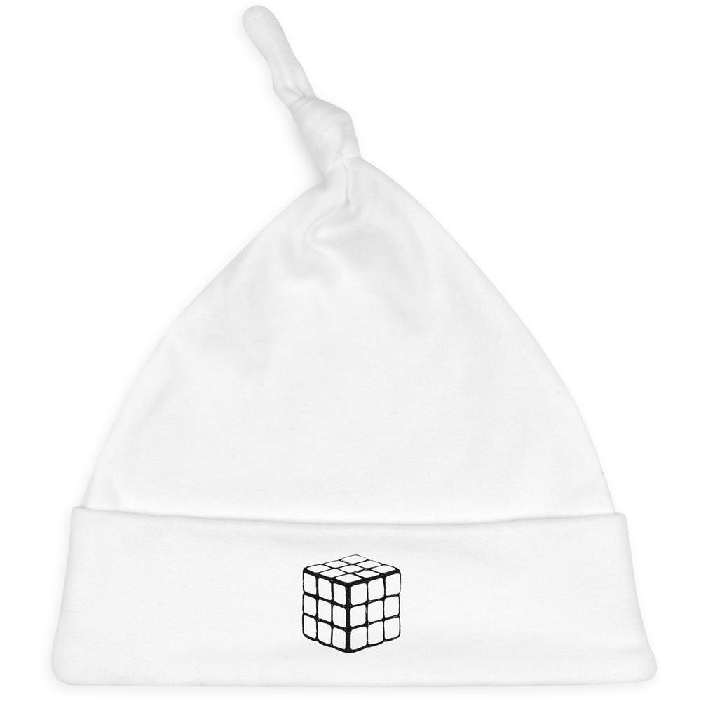 'Rubik's Cube' Knotted Baby Hat - White - Soft Beanie for Newborns, Infants, Nursery Wear and Baby Gifts (BH00034739)