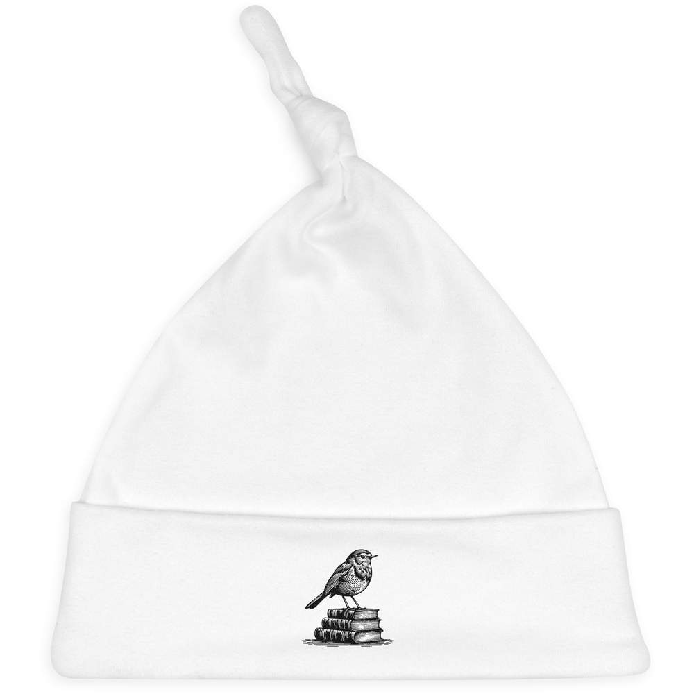 'Academic Robin Standing On Books' Baby Beanie Hat (BH00035785)