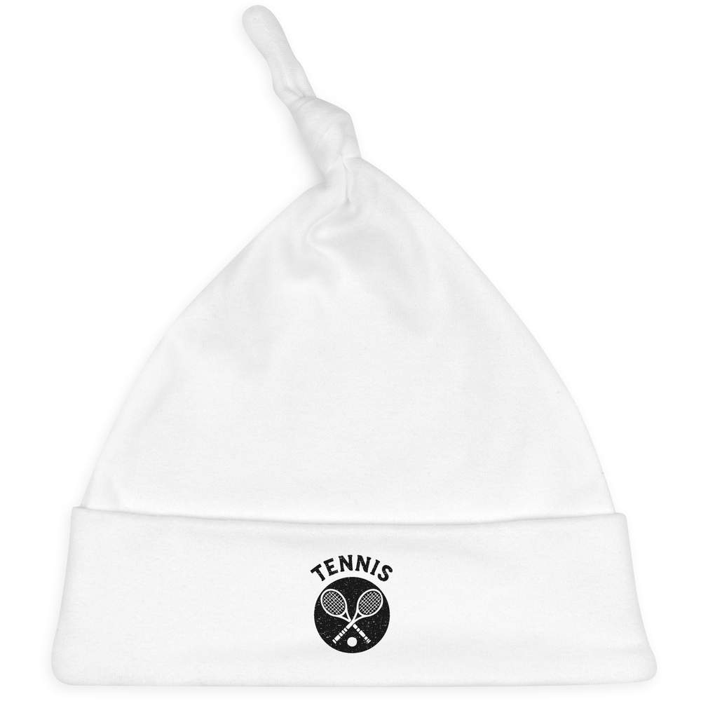 'Tennis Rackets' Knotted Baby Hat - White - Soft Beanie for Newborns, Infants, Nursery Wear and Baby Gifts (BH00036100)
