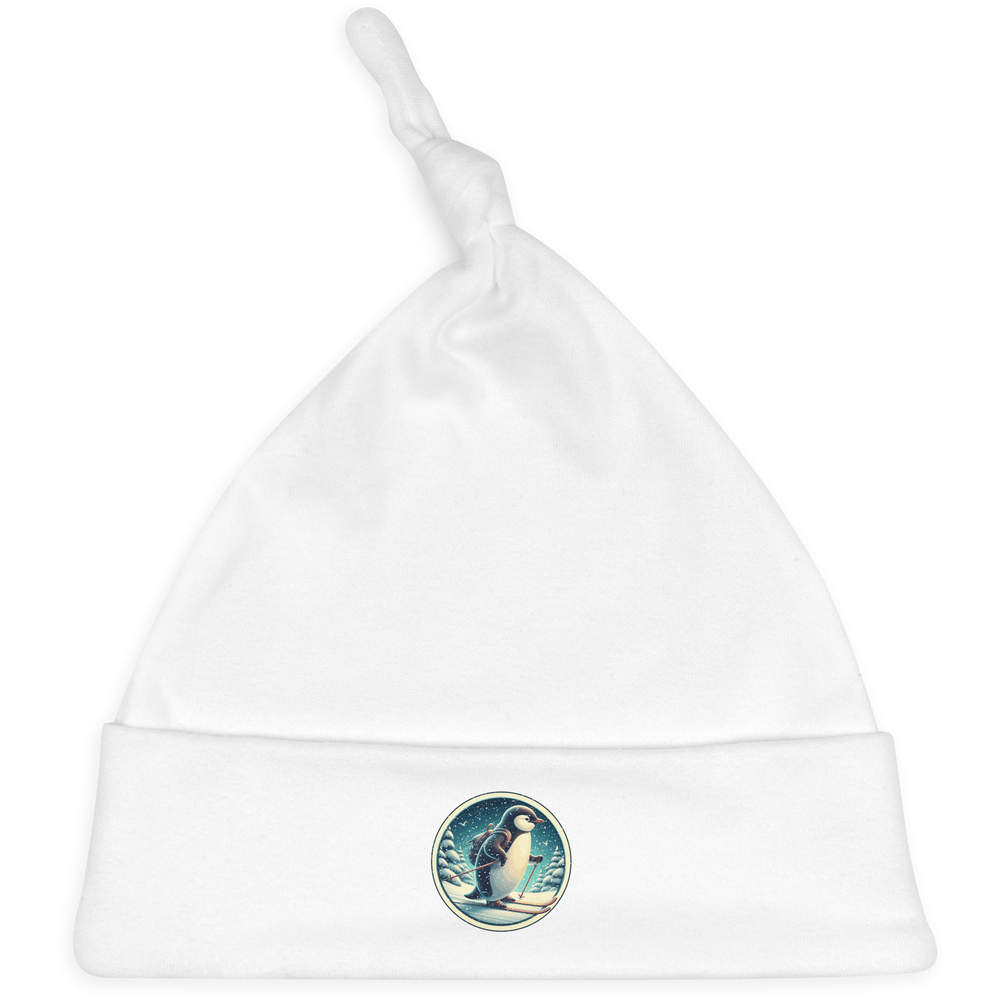 'Cute Penguin Winter Skiing Trip' Baby Beanie Hat (BH00036973)