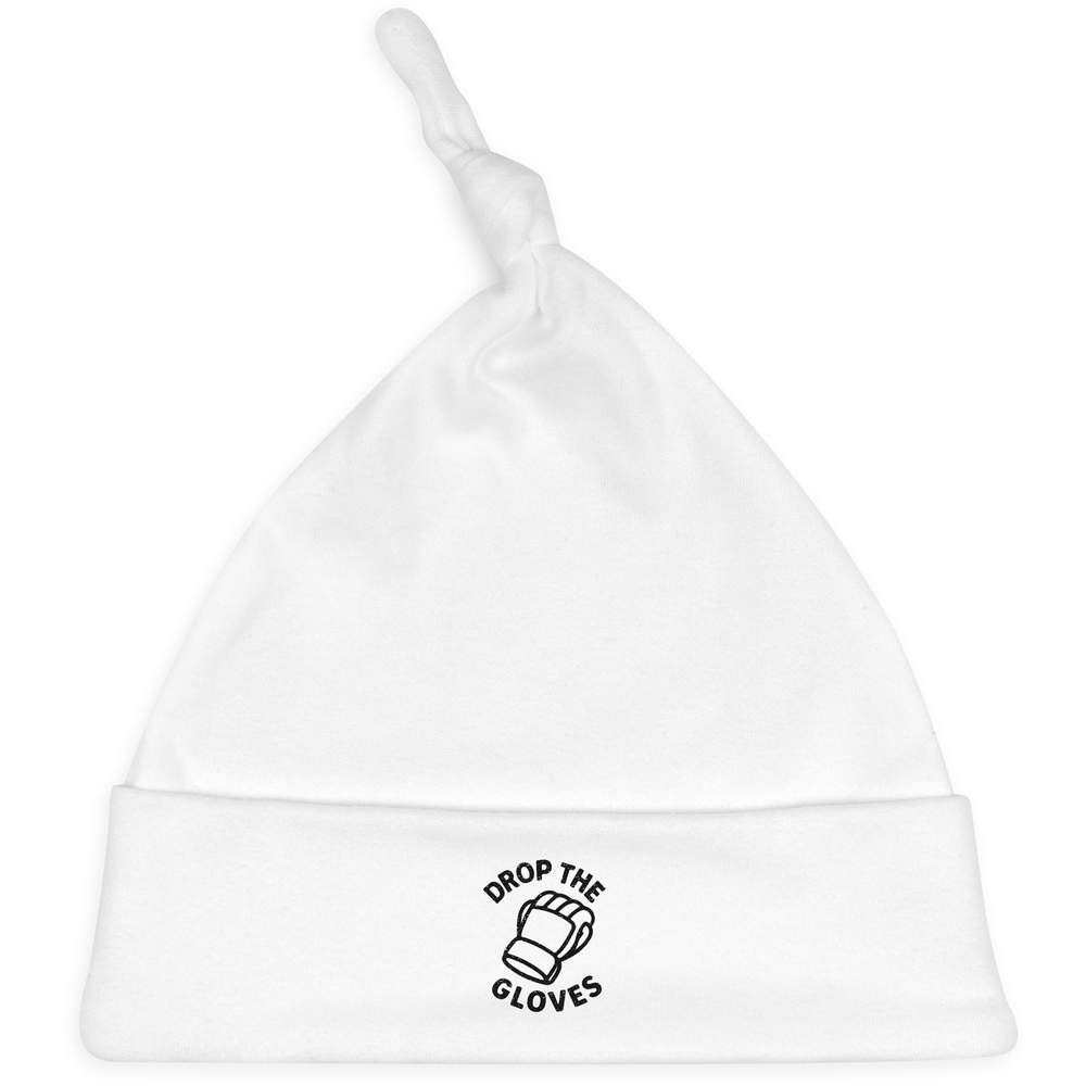 'Contest Sport Emblem' Knotted Baby Hat - White - Soft Beanie for Newborns, Infants, Nursery Wear and Baby Gifts (BH00037022)