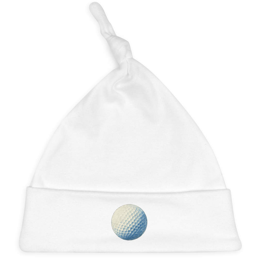 'Golf Ball ' Knotted Baby Hat - White - Soft Beanie for Newborns, Infants, Nursery Wear and Baby Gifts (BH00037641)