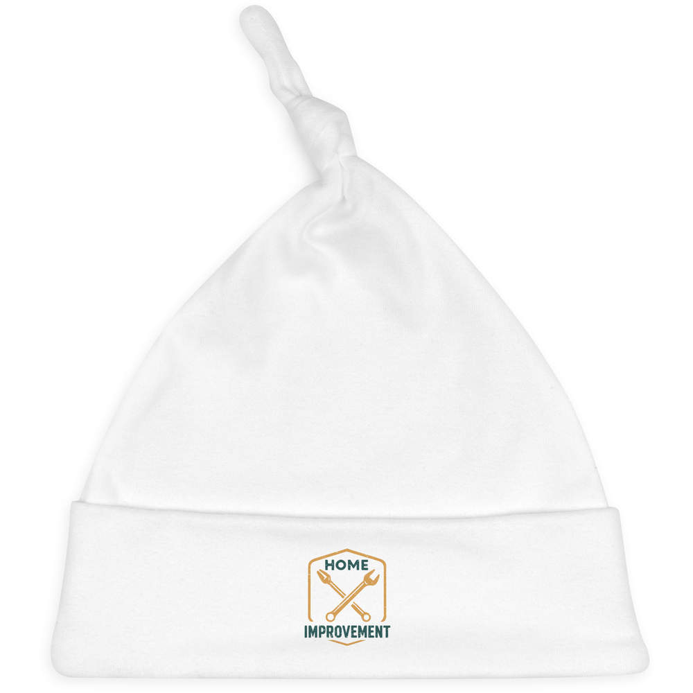 'Home Improvement DIY' Knotted Baby Hat - White - Soft Beanie for Newborns, Infants, Nursery Wear and Baby Gifts (BH00038301)