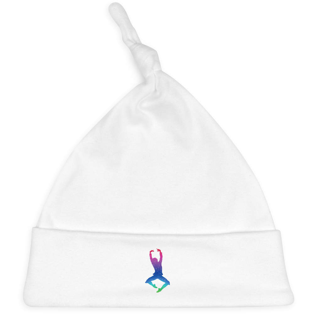 'Colourful Jumping Dancer' Knotted Baby Hat - White - Soft Beanie for Newborns, Infants, Nursery Wear and Baby Gifts (BH00038796)