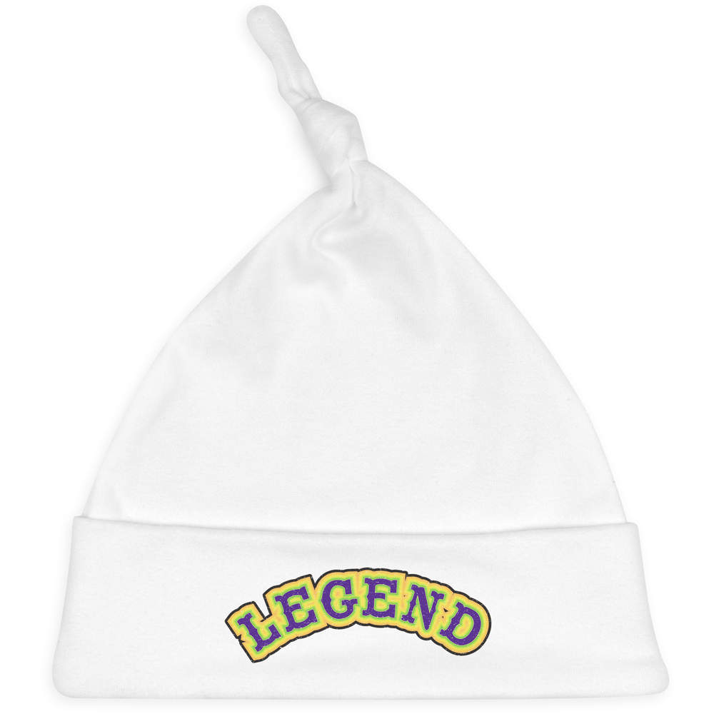 'LEGEND Typography' Knotted Baby Hat - White - Soft Beanie for Newborns, Infants, Nursery Wear and Baby Gifts (BH00039018)