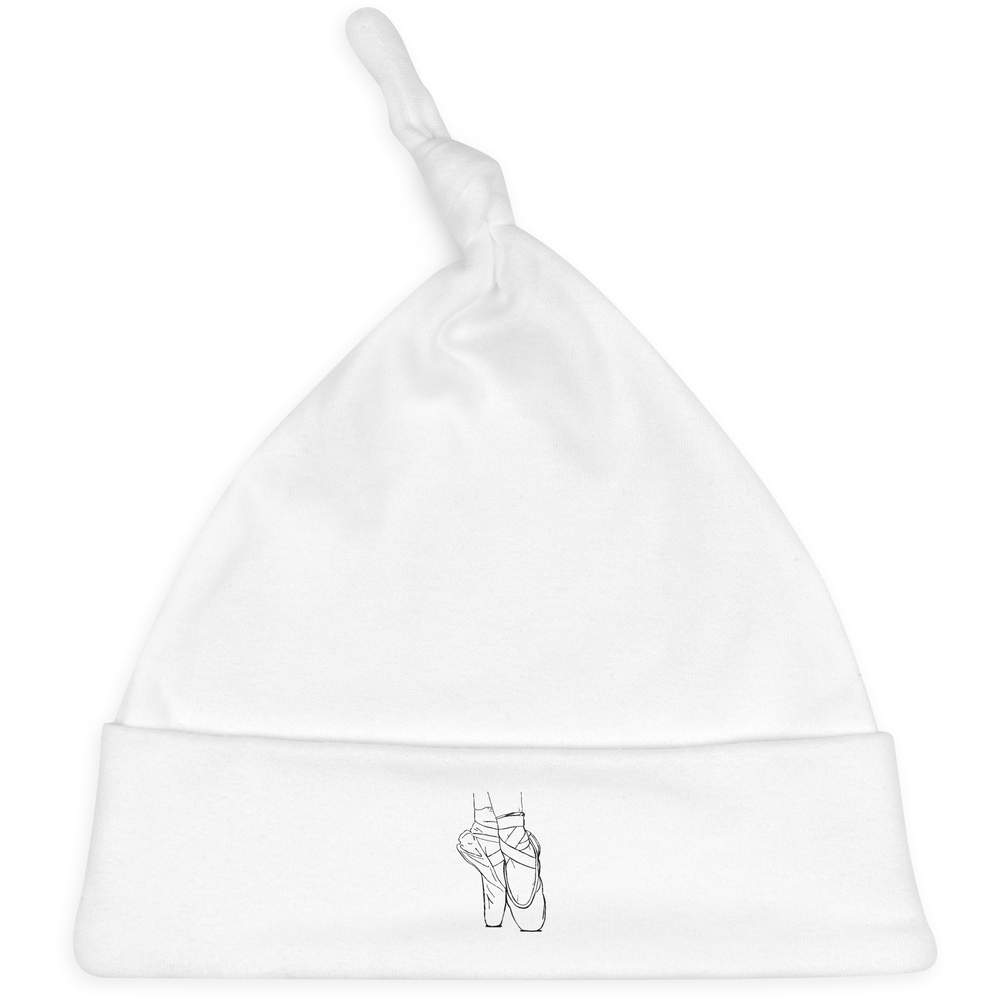 'Ballet Shoes En Pointe' Knotted Baby Hat - White - Soft Beanie for Newborns, Infants, Nursery Wear and Baby Gifts (BH00039717)