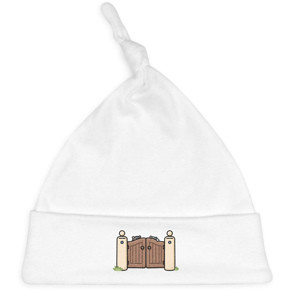'Closed Gate' Knotted Baby Hat - White - Soft Beanie for Newborns, Infants, Nursery Wear and Baby Gifts (BH00040810)