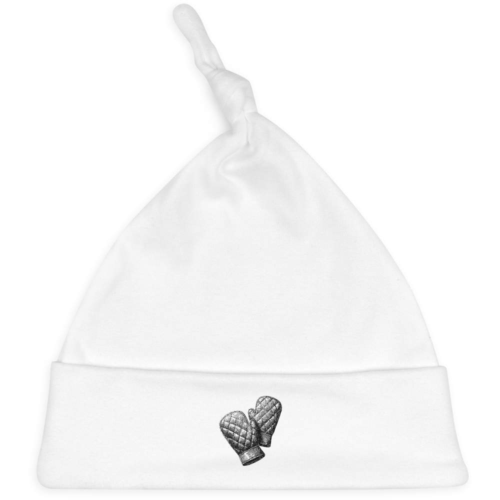 'Quilted Oven Mitts' Knotted Baby Hat - White - Soft Beanie for Newborns, Infants, Nursery Wear and Baby Gifts (BH00040865)