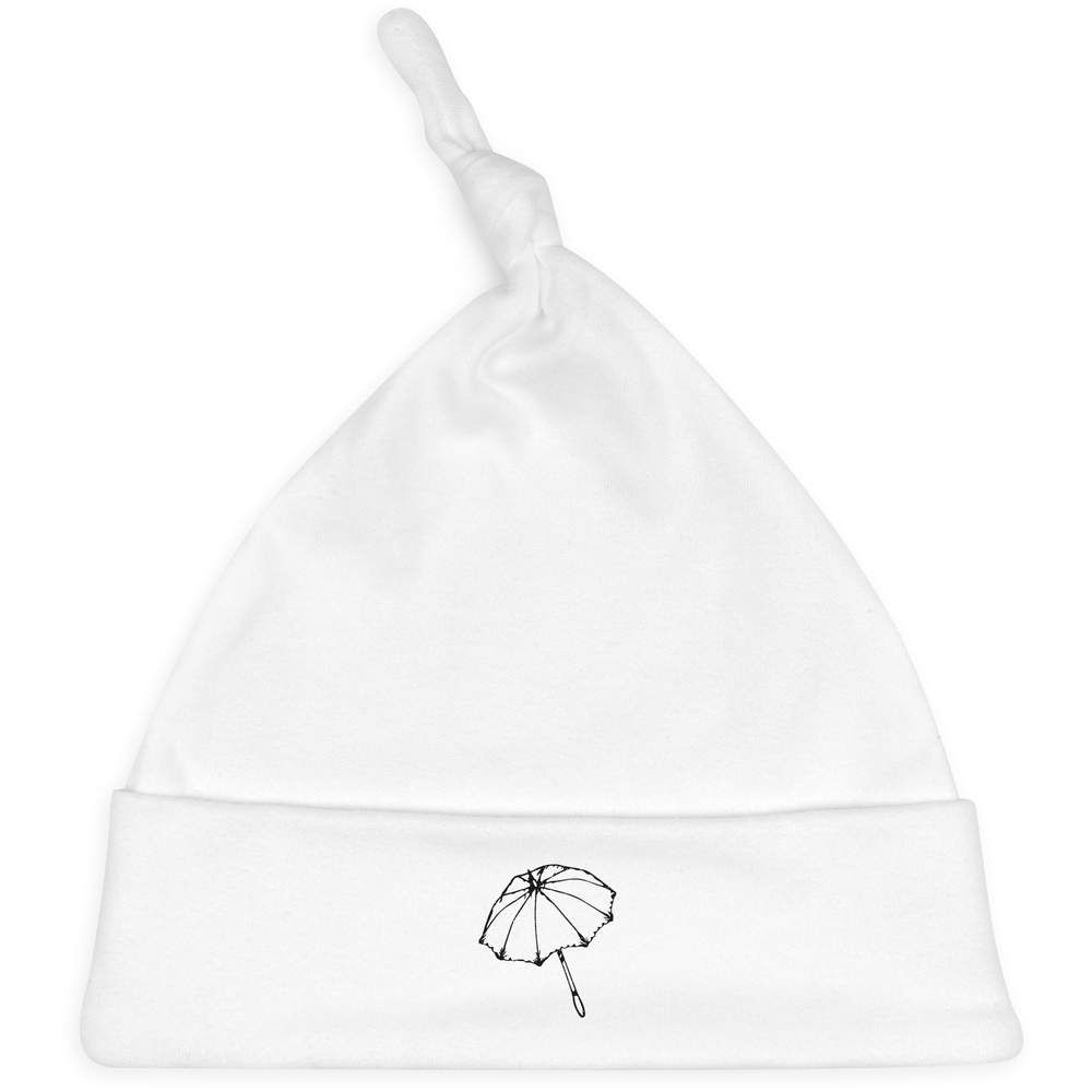'Feminine Umbrella' Knotted Baby Hat - White - Soft Beanie for Newborns, Infants, Nursery Wear and Baby Gifts (BH00040886)