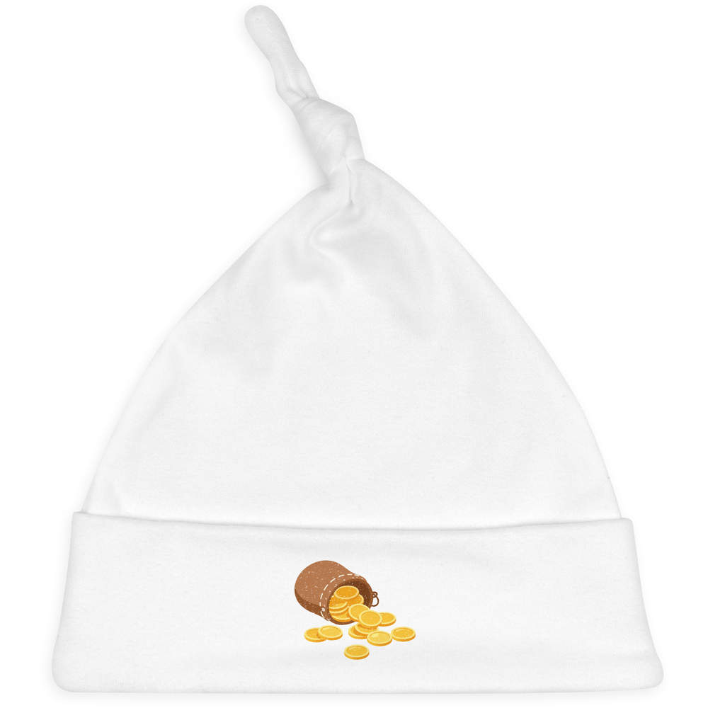 'Gold Coins Spilling from Pouch' Baby Beanie Hat (BH00041171)