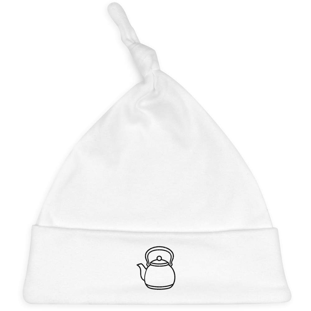 'Tea Kettle' Knotted Baby Hat - White - Soft Beanie for Newborns, Infants, Nursery Wear and Baby Gifts (BH00041309)