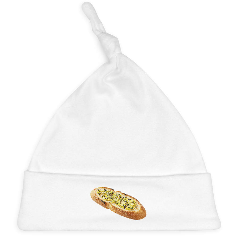 'Garlic Bread' Knotted Baby Hat - White - Soft Beanie for Newborns, Infants, Nursery Wear and Baby Gifts (BH00041400)