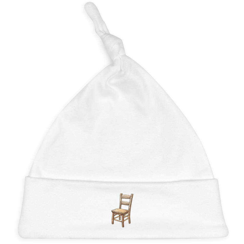 'Wooden Chair' Knotted Baby Hat - White - Soft Beanie for Newborns, Infants, Nursery Wear and Baby Gifts (BH00041866)