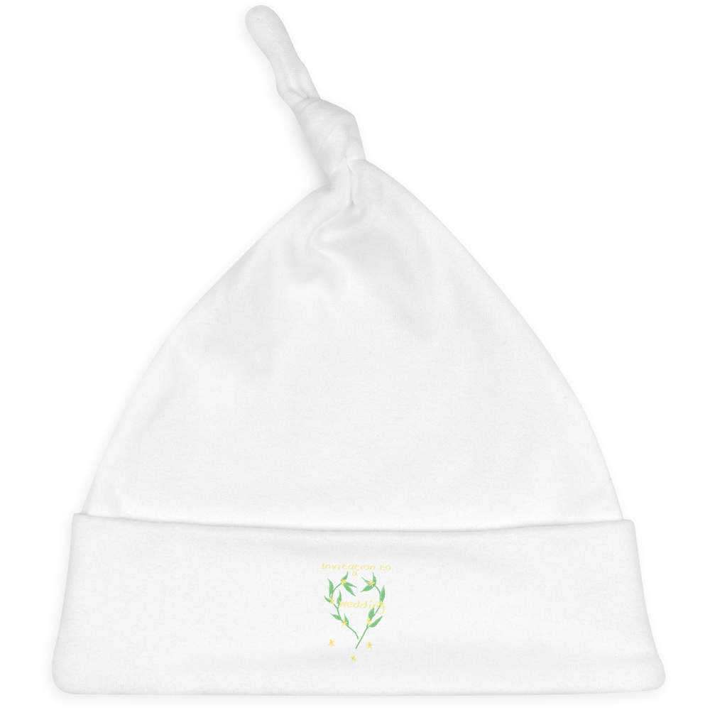 'Invitation To A Wedding' Knotted Baby Hat - White - Soft Beanie for Newborns, Infants, Nursery Wear and Baby Gifts (BH00041887)