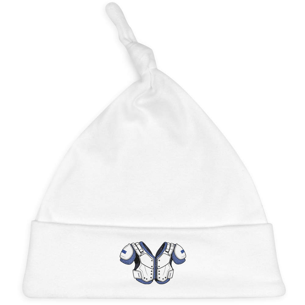'Football Shoulder Pads' Knotted Baby Hat - White - Soft Beanie for Newborns, Infants, Nursery Wear and Baby Gifts (BH00042098)