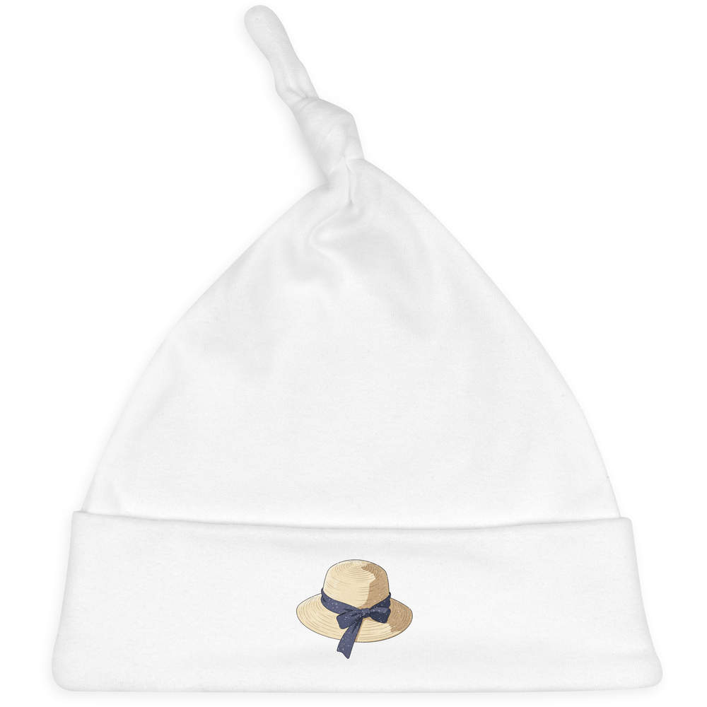 'Beach Hat' Knotted Baby Hat - White - Soft Beanie for Newborns, Infants, Nursery Wear and Baby Gifts (BH00042760)