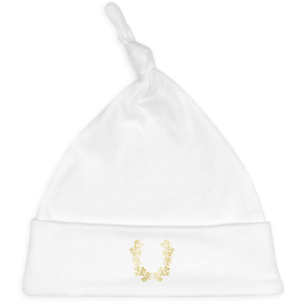 'Floral Garland' Knotted Baby Hat - White - Soft Beanie for Newborns, Infants, Nursery Wear and Baby Gifts (BH00043510)