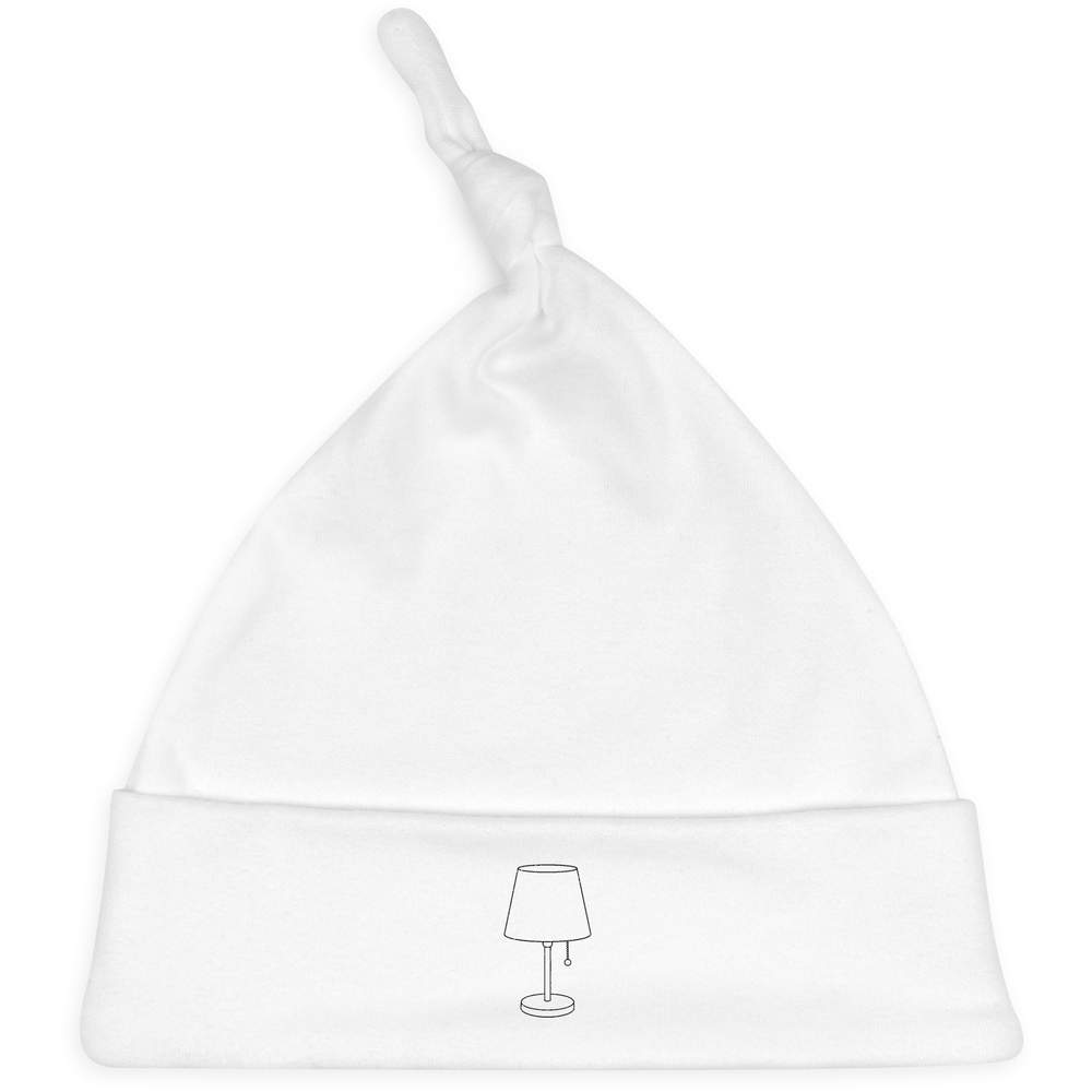 'Lamp Outline' Knotted Baby Hat - White - Soft Beanie for Newborns, Infants, Nursery Wear and Baby Gifts (BH00044052)