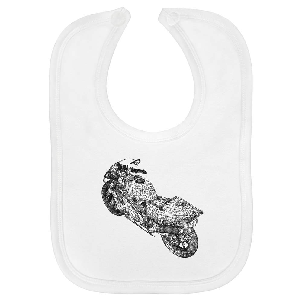 'Wireframe Motorbike' Soft Cotton Baby Bib (BI00008003)
