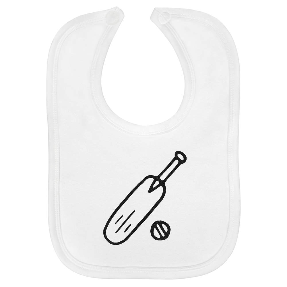 'Cricket Bat & Ball' Soft Cotton Baby Bib (BI00012082)