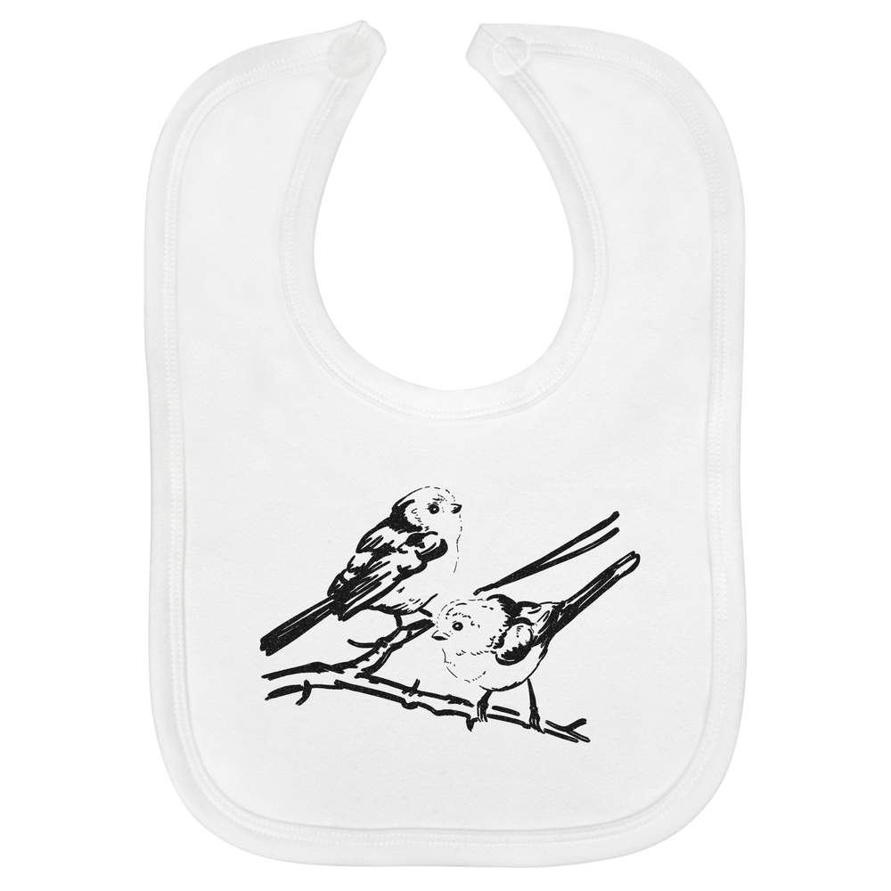 'Long Tailed Tits' Soft Cotton Baby Bib (BI00017999)