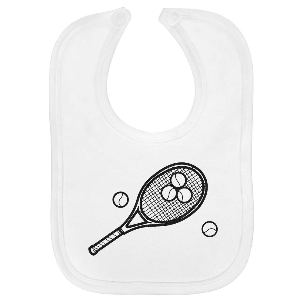 'Tennis Racket & Balls' Soft Cotton Baby Bib (BI00018140)