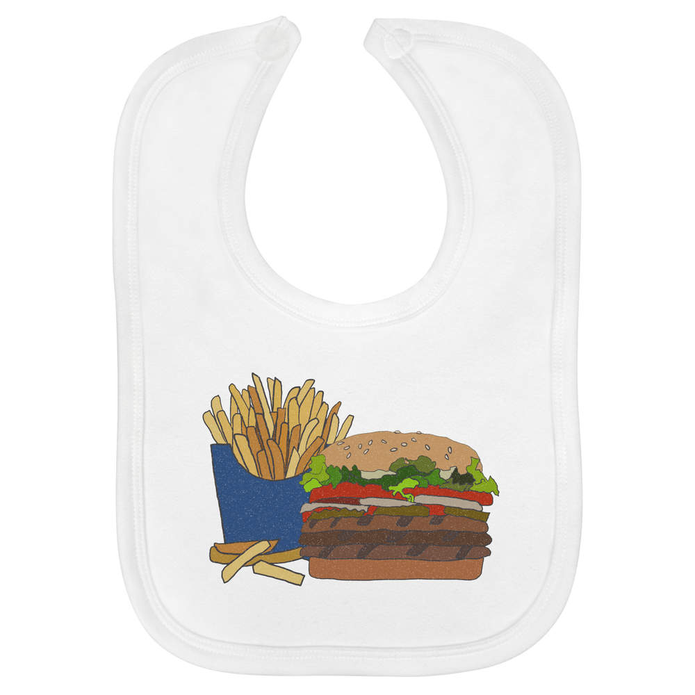 BI028148 'Burger & Fries' Soft Cotton Baby Bibs