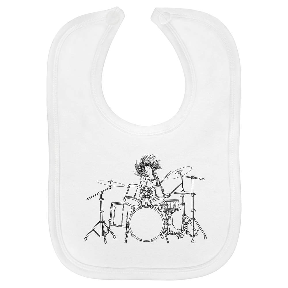 'Rock Drummer' Soft Cotton Baby Bib (BI00038054)