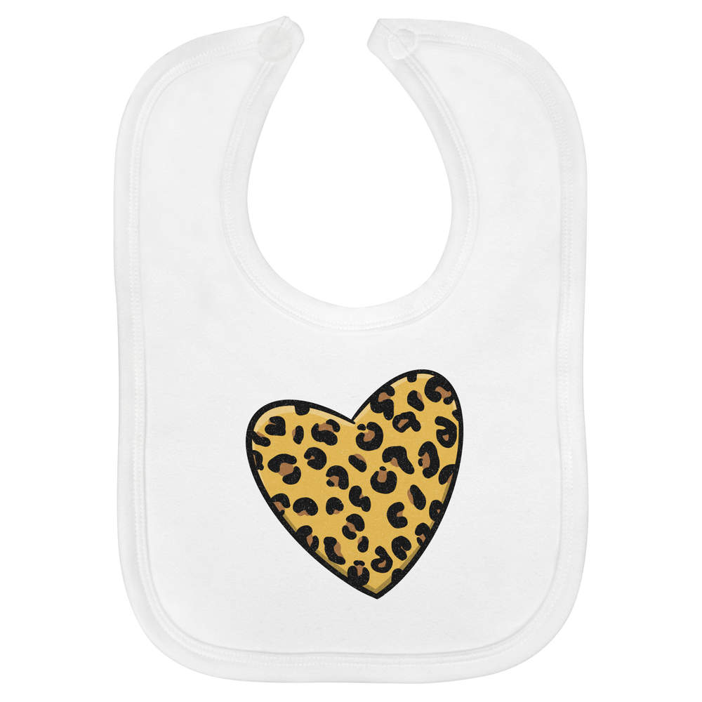 'Leopard Print Heart' Soft Cotton Baby Bib (BI00039294)