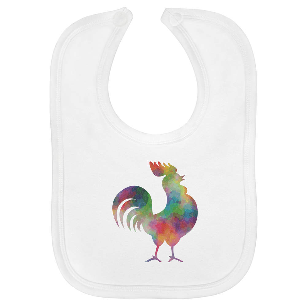 'Colourful Rooster' Soft Cotton Baby Bib (BI00050149)