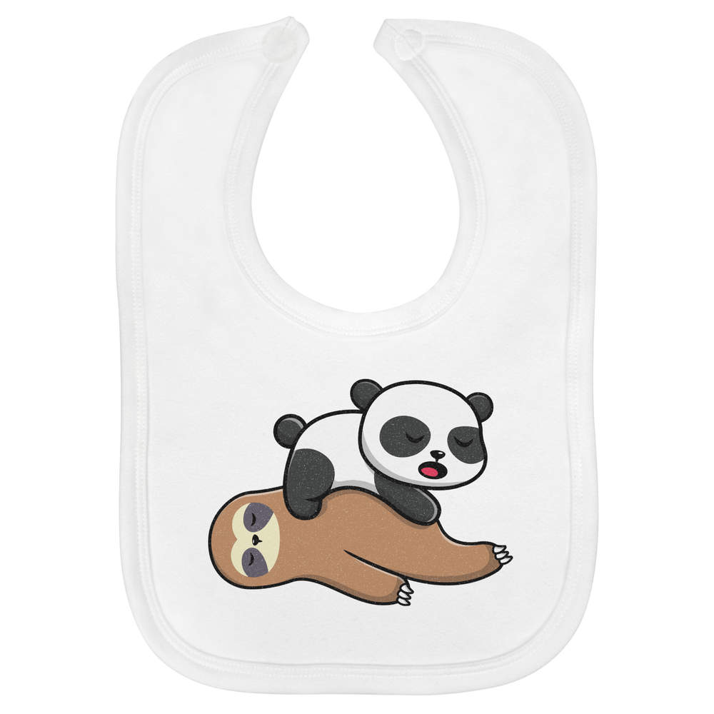 'Sleeping Sloth And Baby Panda' Soft Cotton Baby Bib (BI00053704)