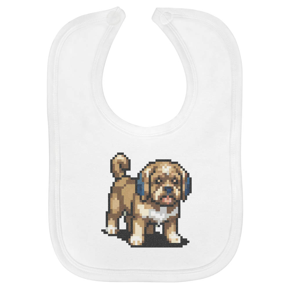 'Pixel Art Lhasa Apso Dog' Soft Cotton Baby Bib (BI00055713)