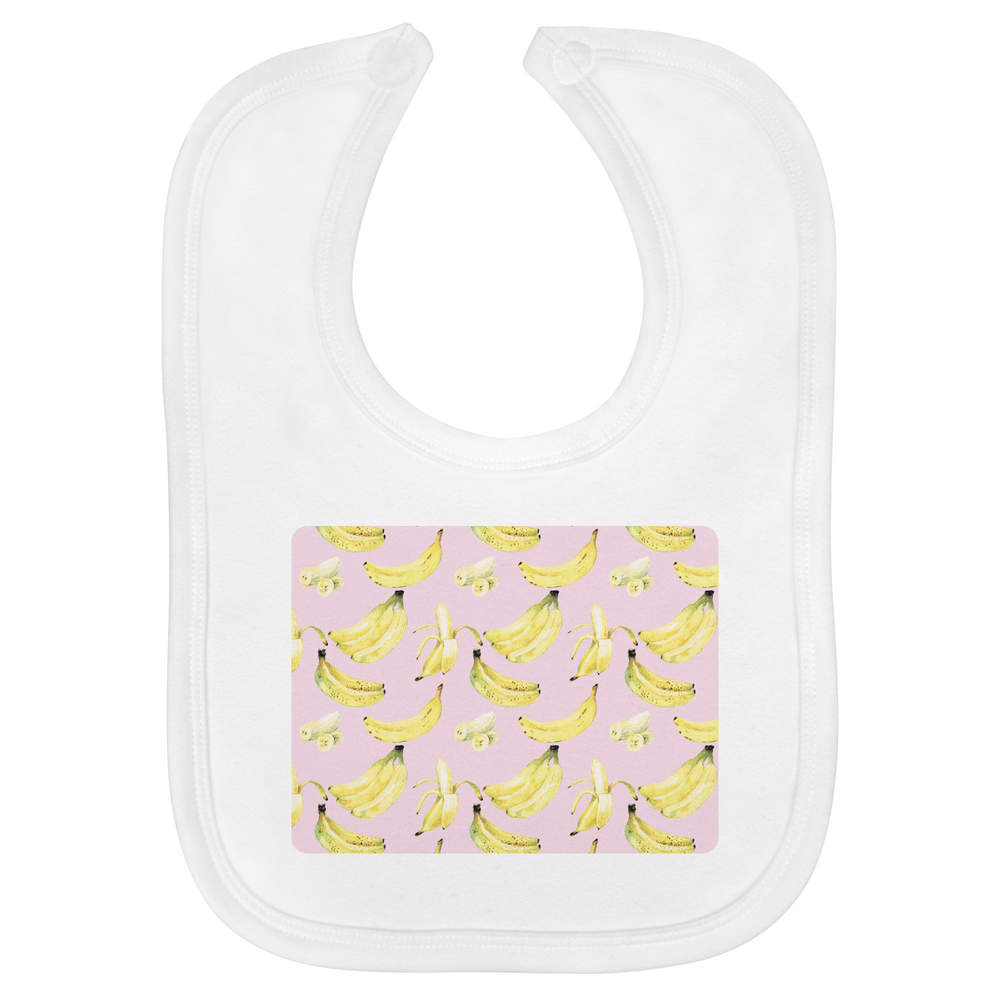 'Bananas Pattern With Pink Background' Soft Cotton Baby Bib (BI00056174)