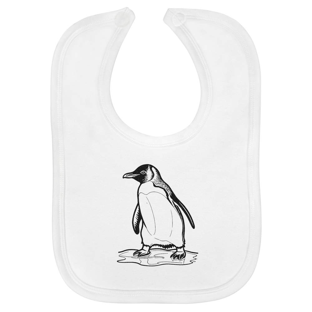 'Penguin Sliding On Ice' Soft Cotton Baby Bib (BI00056417)