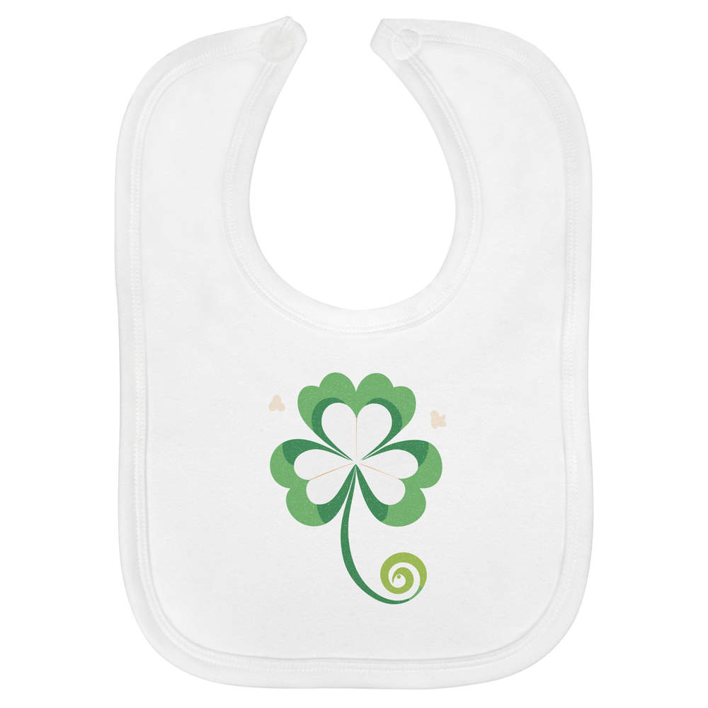 'Lucky Clover Leaf' Soft Cotton Baby Bib (BI00056717)