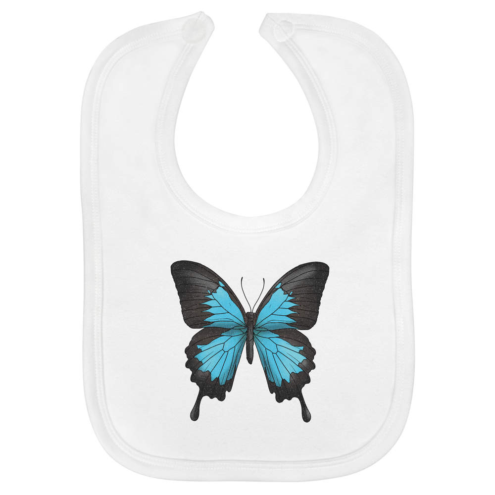 'Blue Ulysses Swallowtail Butterfly' Soft Cotton Baby Bib (BI00057586)